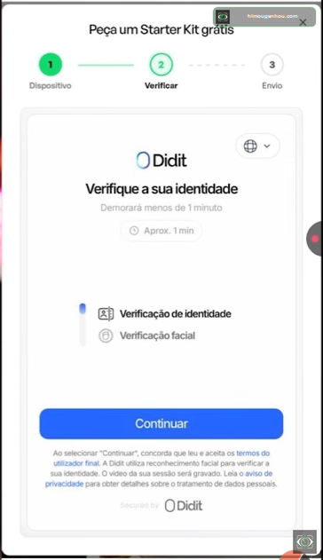 Tela da Didit com verificação de identidade e facial