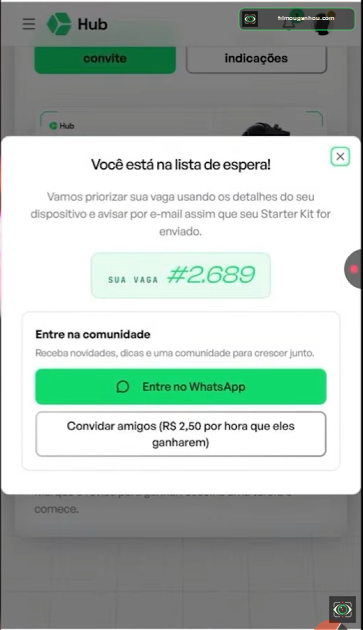 Confirmação de entrada na lista de espera com o número da vaga
