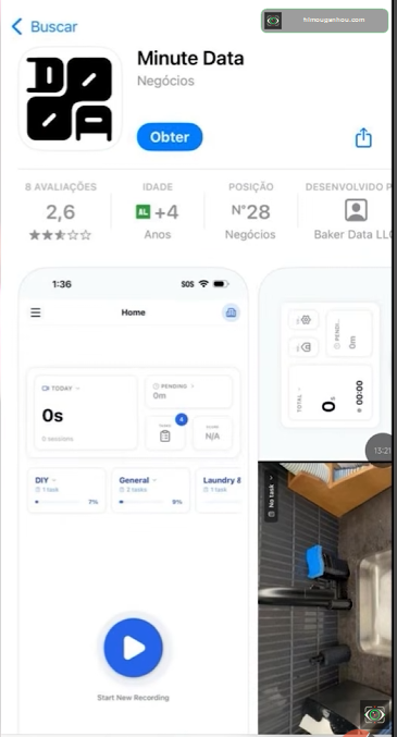 Página do app Minute Data na loja de aplicativos