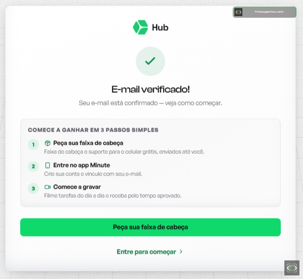 Confirmação de e-mail verificado com os três primeiros passos