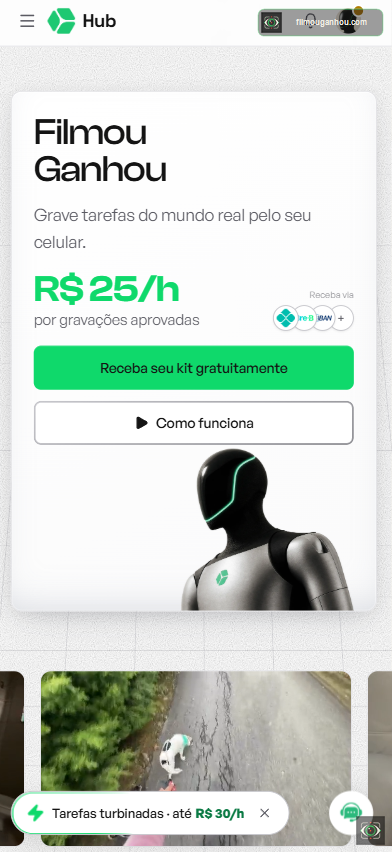 Página inicial logada com o botão Receba seu kit gratuitamente